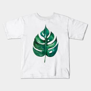 Dark Tropical Leaf Sketch Pattern Kids T-Shirt